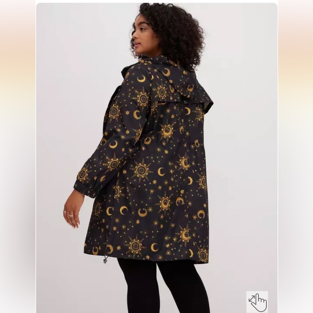 Torrid Black And Gold Celestial Patterned Trench … - image 3